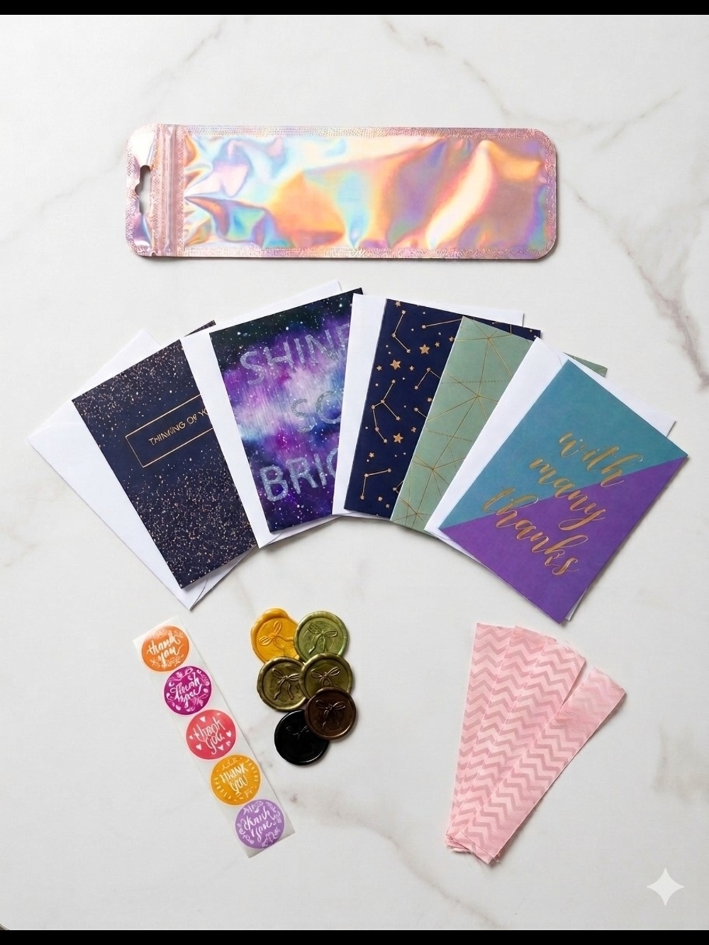 ​🌌 Celestial Assorted Thank You Cards & Stationery Set